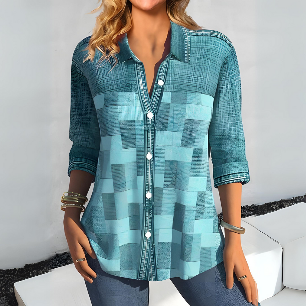 Sophie - Casual Geruite Blouse